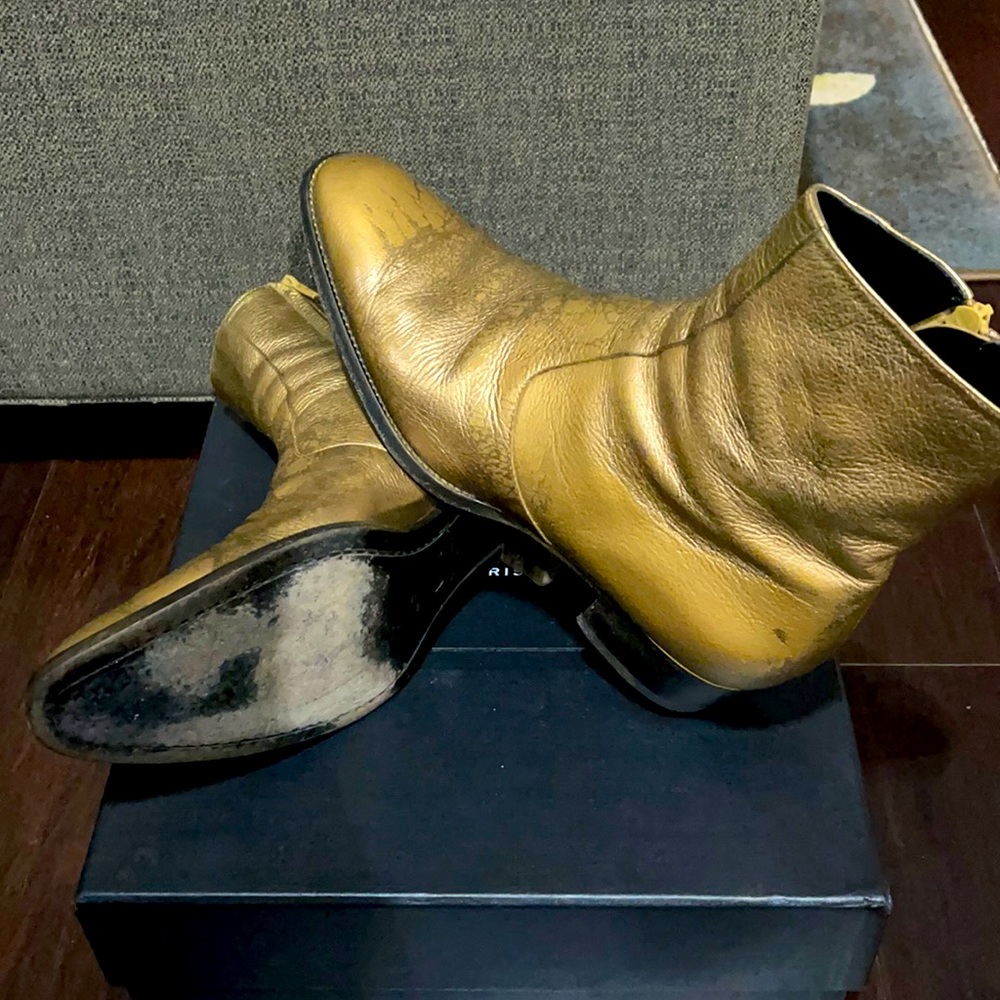 Saint Laurent Wyatt 40 Distressed Metallic Boot